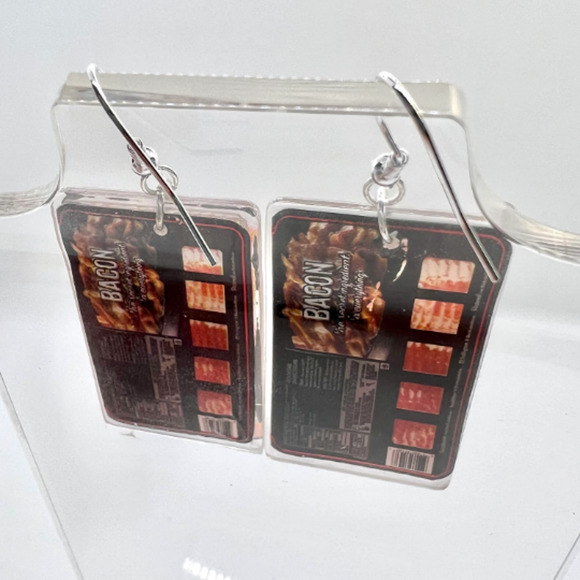 Bacon Earrings - Black Label Earrings - Mini Brands Earrings - Novelty Earrings - Picture 3 of 8